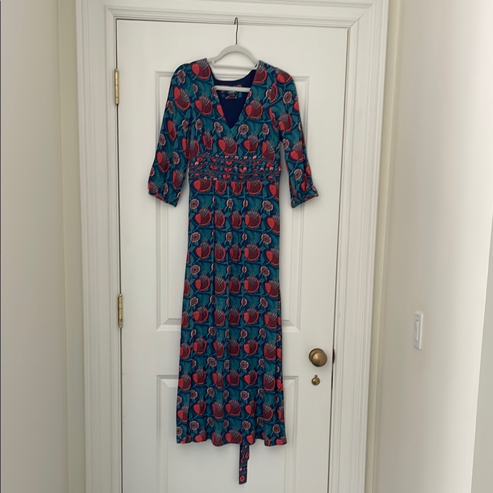 Anthropologie Maeve Floral Blue and Red Women's Dress